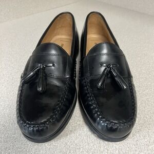 Johnston & Murphy Mens Dressy Loafers Shoes Size 9.5 Wide Black Long Wing Tassel